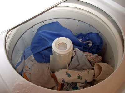 dirty diapers in washer