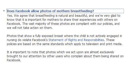 Facebook's breastfeeding policy